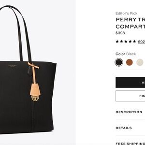 Tory Burch Black Leather Tote Bag